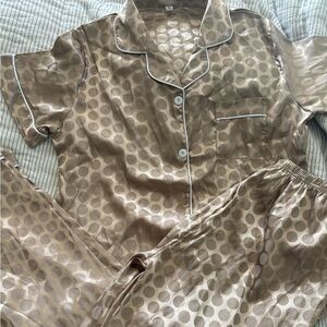 Elegant Satin Polka Dot Pajama Set